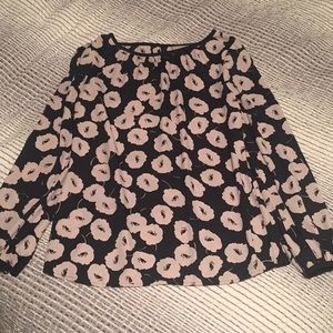 LOFT Floral Poppies Black and Blush Dress Shirt